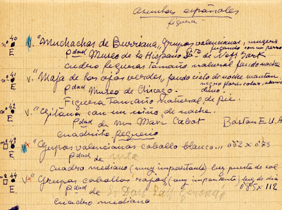 Quadern amb anotacions personals manuscrites. "Quadern núm. 1. Obres recomanades per a una Exposició Retrospectiva,...." "Quadres de la vida de nit a París"